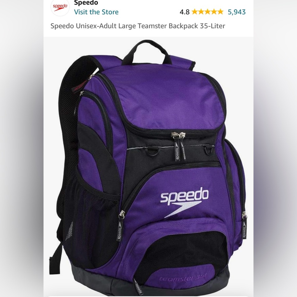 Speedo Purple and Black Swim Backpack